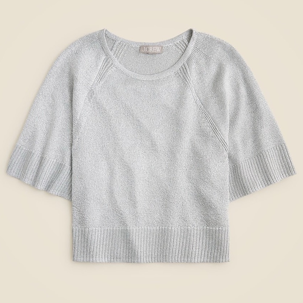 NWT J. Crew Metallic Short Sleeve Sweater - Silver - XXL
